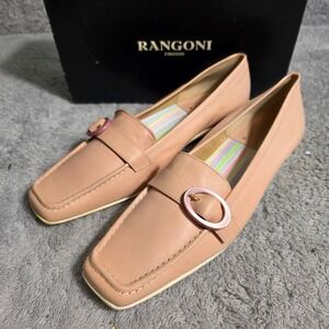 VTG Rangoni‎ Firenze Nude Pink Italian Leather Square Toe Loafers Women 9.5 NEW